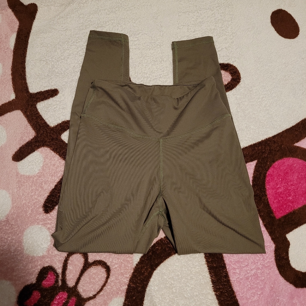 NWOT Tahira Navy Green Luxe Leggings Booty Sinched High-Rise Women's Size Small